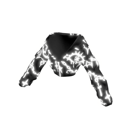 Glowing Emissive White Graffiti Zip Up Hoodie