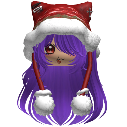 Long Purple hair cute Christmas hat Y2k