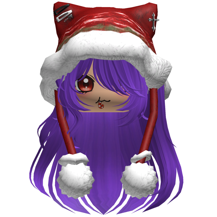 Long Purple hair cute Christmas hat Y2k