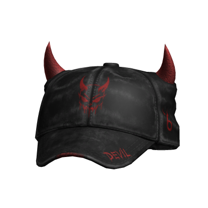 Black & Red Washed Devil Horns Cap