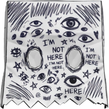 Doodles 'I'm Not Here' Paper Bag Over Head