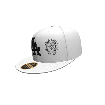 White LA Sideway Cross Fitted Cap Roblox item