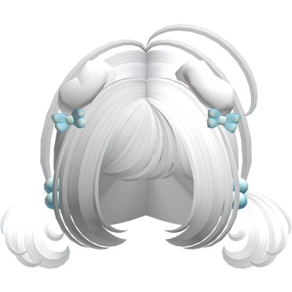 ♡ Cute white pigtails w/ puppy ears