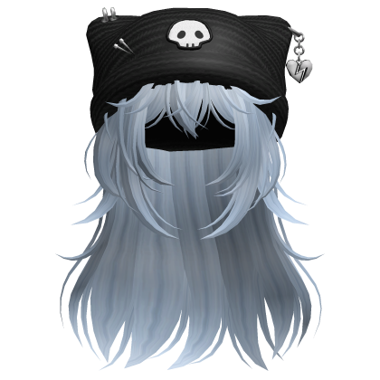 Emo Kawaii Skull Beanie W/ Wolfcut Sky Blue