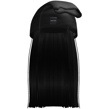 Rolled Ski Mask Pro w/ Long Straight Hair (Black) Roblox item