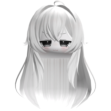 White Hair Heart Chibi Devilish Smile Stella Face Roblox item