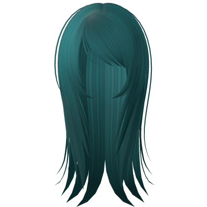 ☆ emo scene messy wispy long hair dark teal