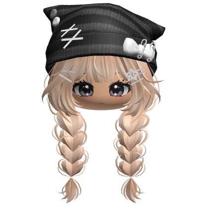 🍀Cute Girl Braided w/Cat Beanie(Blonde&Black)