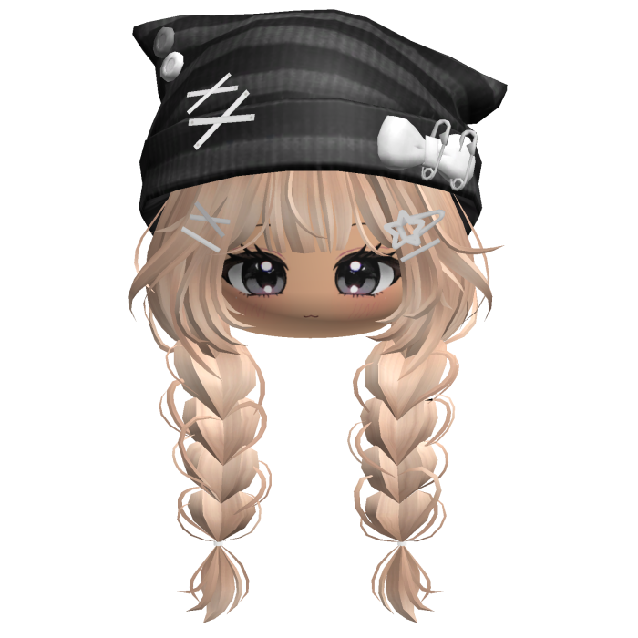 🍀Cute Girl Braided w/Cat Beanie(Blonde&Black)