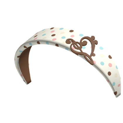 White & Brown Polka Dot Gyaru Music note Headband