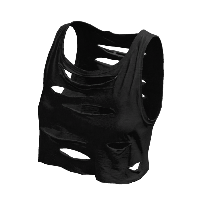 Cropped Ripped Torn Black Tank Top