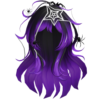 Purple Messy Scene Spider Web Halloween Hair Roblox item