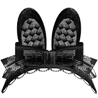 𑣲 checker bunny lace bow headress black and white