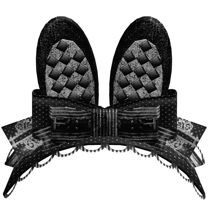𑣲 checker bunny lace bow headress black and white