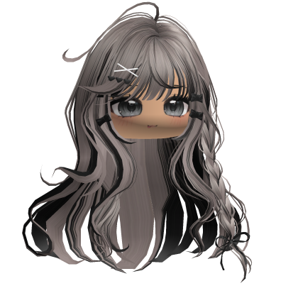 Shoujo Girl Braids w/ Bow Clips (Ash&Black) Roblox item