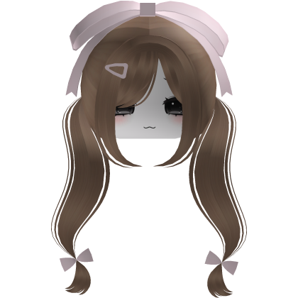 ♡ cute ginger hair with pink bow + moe face mask Roblox item