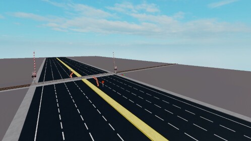 BIG ROAD WITH RAILROAD CROSSING