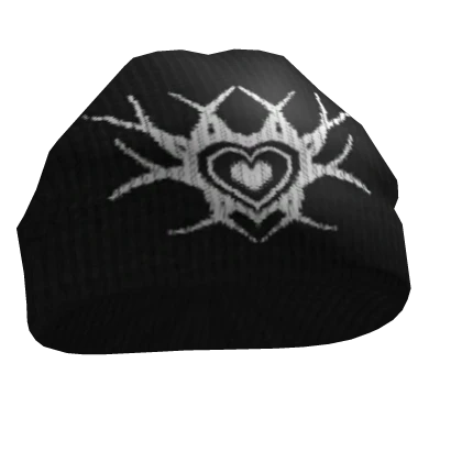 Black Y2K Toxic Heart Beanie | Roblox Item - Rolimon's