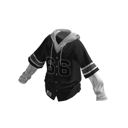 💗Y2K BASEBALL SHIRT WITH HOODIE_BLACK/WHITE