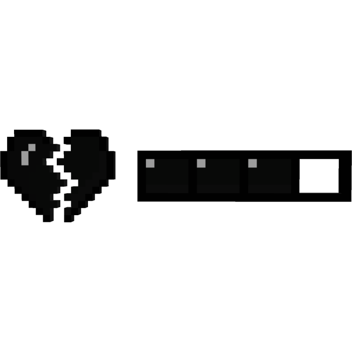 Black Broken Heart 8-Bit Health Bar
