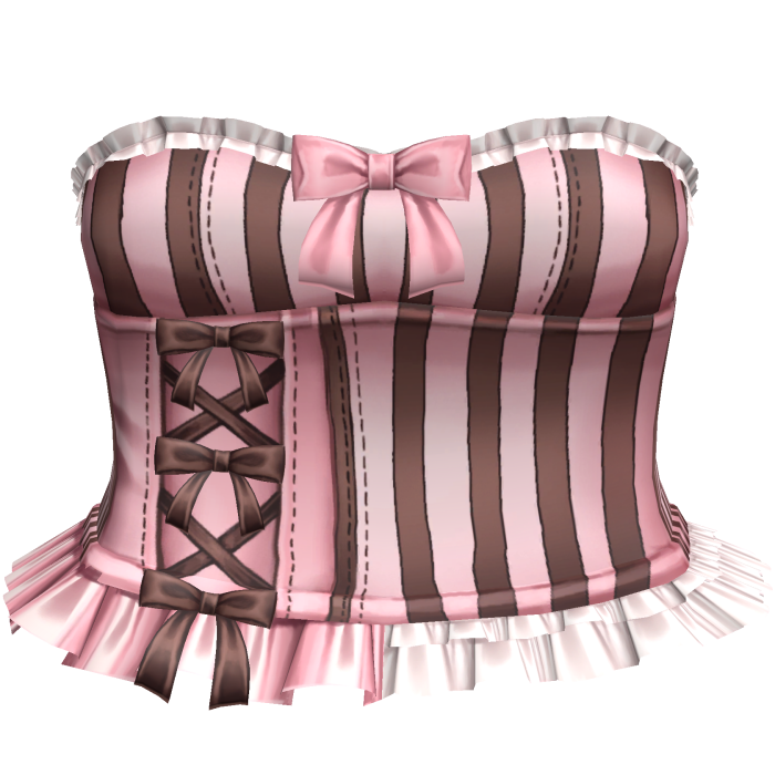 Coquette Ruffled Frilly Brown & Pink Doll Corset