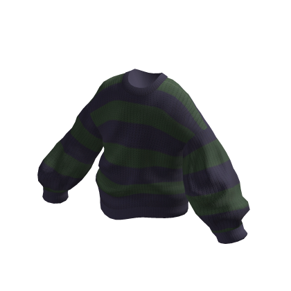 Oversized Knitted Sweater Green Blue Stripe