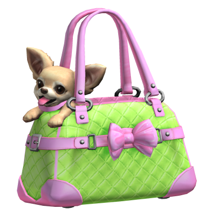 Light Pink & Green Chihuahua Dog Bag 2000s Mcbling