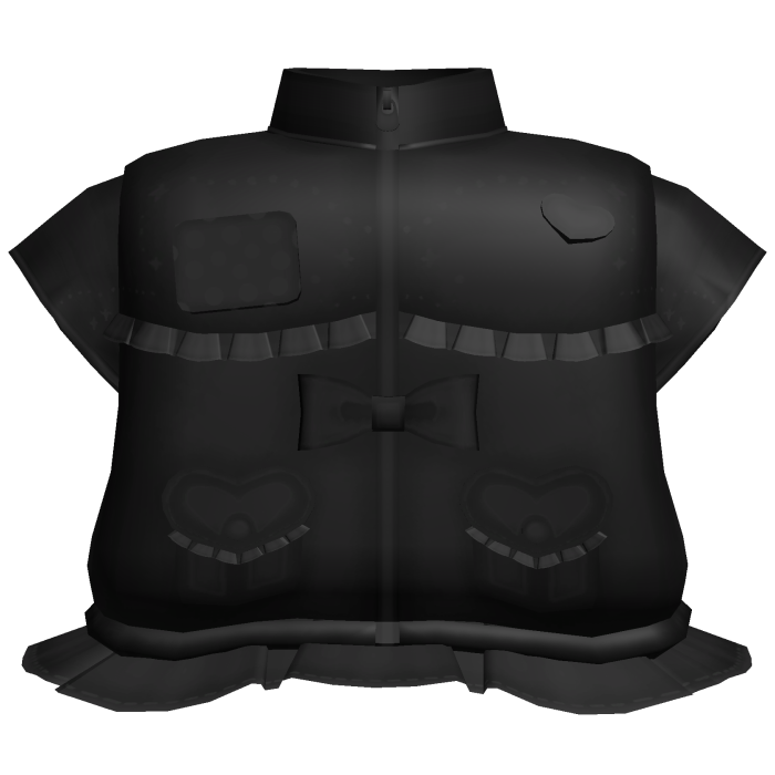 ♡ kawaii ruffled black jacket w kitty badge