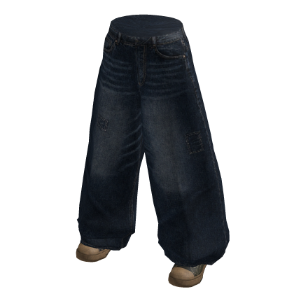 Blue Repair Denim Pants