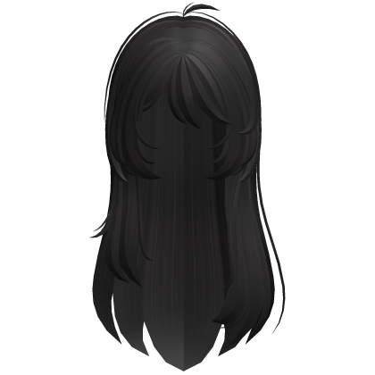 Long messy layered straight hair in black
