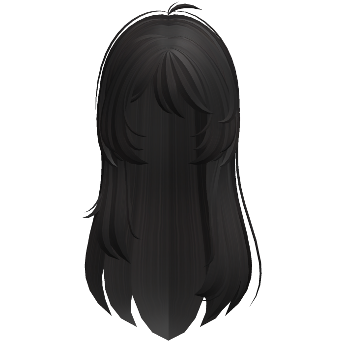 Long messy layered straight hair in black
