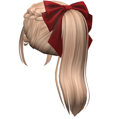 Dutch Braid Ponytail w/ Red Bow (Blonde2) Roblox item