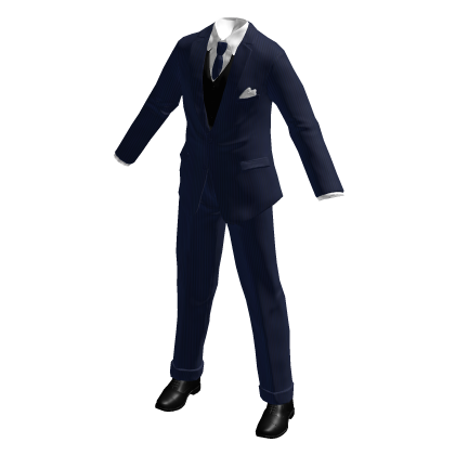 Blue Suit Classy Pinstripe Fitted