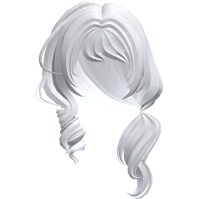 Soft Swirly Curled Side Ponytail (White)