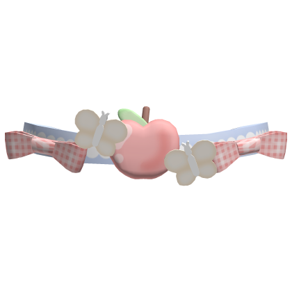 . ‿ ♡ cute apple choker in blue with plaid bow ｡° 