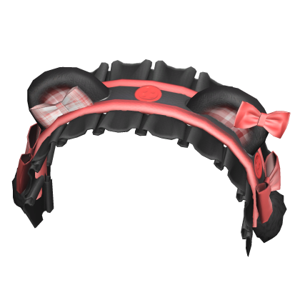Kawaii Cute Bear Headband w Ruffles Black Red