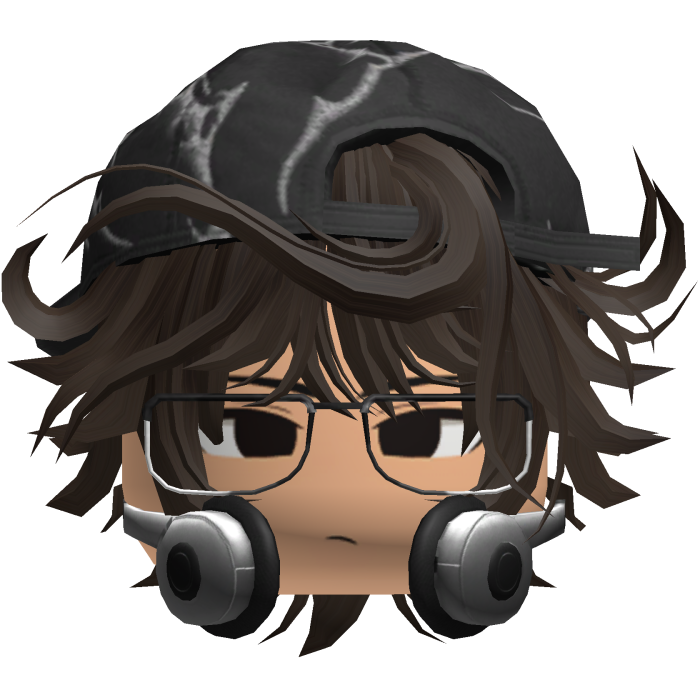 Grunge Moe Brown Wavy Hair /w Hat & Glasses