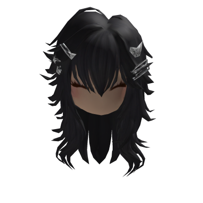Long Black Hair with Hair Clips 🖤✨