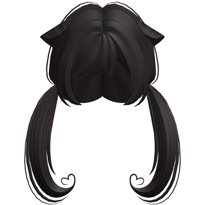 🤍 cutecore kitty cat girl pigtails dark brown