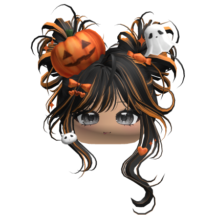 Halloween Pumpkin Buns w/ Bows (Black&Orange) Roblox item