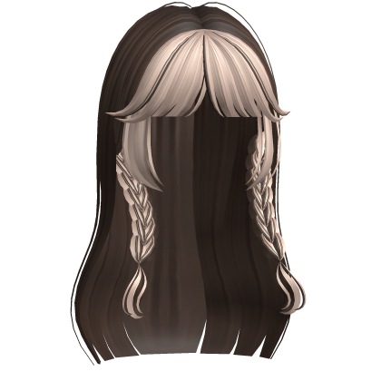 Two-Toned Long Y2K Gothic Hair w Braid Pigtails