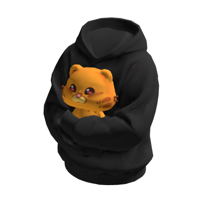 Orange Cat Huggable Holdable Sweater Black Hoodie
