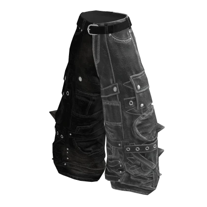 Y2K Vintage Cargo Baggy Jeans (Black & Gray) | Roblox Item - Rolimon's