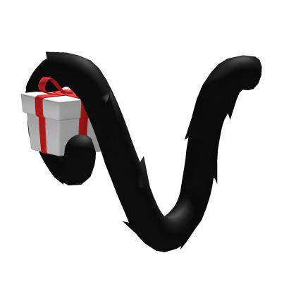 fluffy christmas present cat tail black
