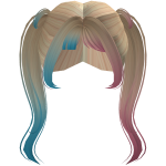 Pigtails blonde whit blue/pink