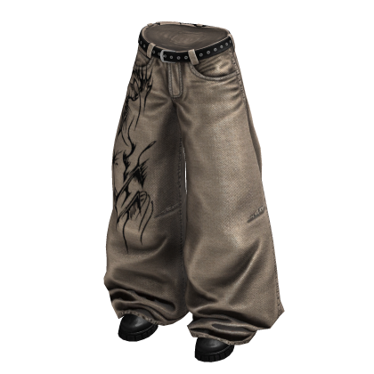 Tan Y2K Tribal Baggy Jeans