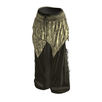 Fairy Grunge Baggy Pants w/ Fringe Skirt (Green)