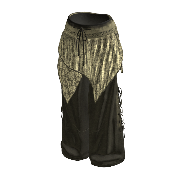 Fairy Grunge Baggy Pants w/ Fringe Skirt (Green)