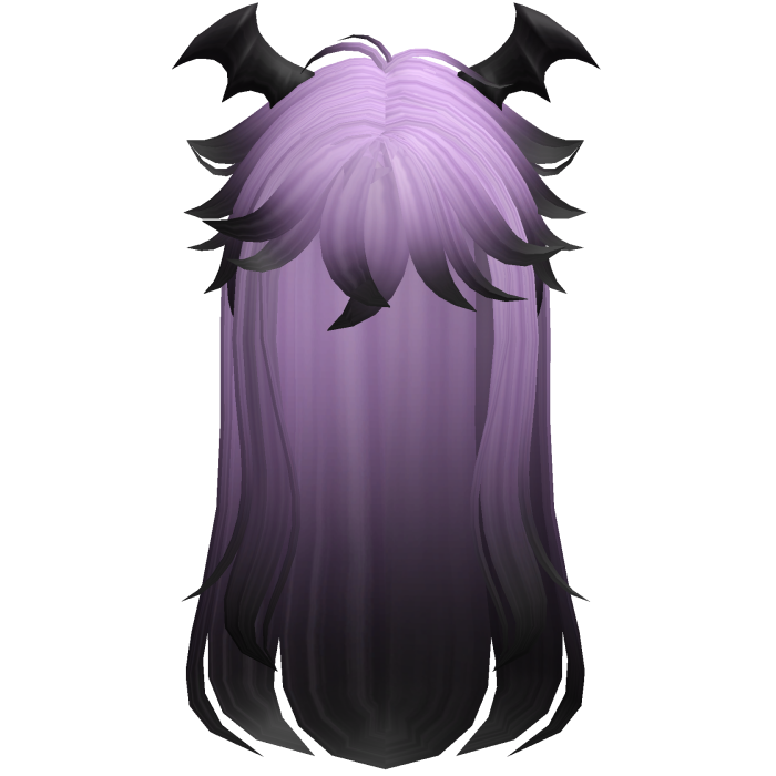 Hair with purple and black bat wings