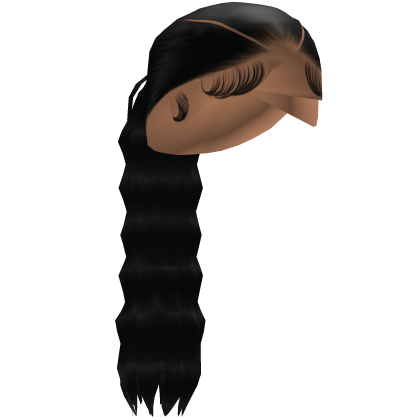 Black V Part Low Crimped Ponytail